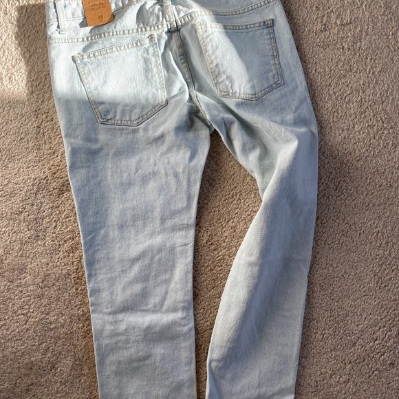Light Blue Straight Leg Distressed Jeans - Picture 9 of 15